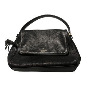 KATE SPADE New York Mini Carmen Southport Avenue Leather Fold-Over Bag Black